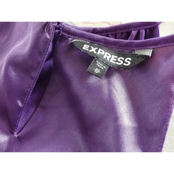 EXPRESS X-Small Purple & Black Sleeveless Keyhole Elastic Waist Dress (XS 0-2) - Picture 5 of 10